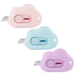 6 Pack Retractable Box Cutters, Cute Box Opener- Cloud Mini Utility Knife Kawaii, Convenient and Handy Cutting Solution