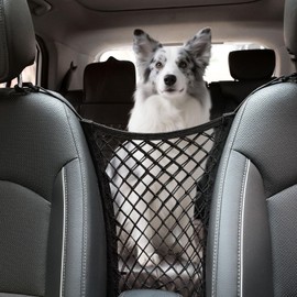 MAXIQI Dog Car Net Barrier for SUV， Upgraded Dog Travel Accessory with Organizers and Storage, Separates Pets from Passengers for Safely, organizes Essentials, Makes Trips Easier.