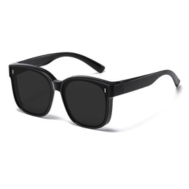 JUSLINK Oversized Square Sunglasses for Women Flat Top Fashion Shades (2 pack Matte Black)