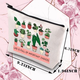 PLITI Plant Lover Gift Gardener Gift Life is Full of Important Choices Plant Cosmetic Makeup Bag for Women(Plant choicesU)