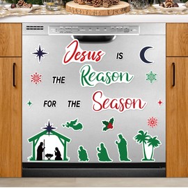 21 Pcs Christmas Refrigerator Magnets Nativity Scene Dishwasher Fridge Car Magnets Jesus is The Reason for The Season Christmas Magnetic Stickers Decorations for Xmas Decor Party Supplies