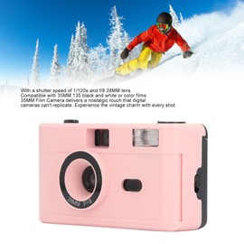 Vintage Film Camera, 35MM Reusable Film Camera Built in Flash, Lightweight Retro Camera for All Analog Hobbyists (Roseate)