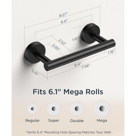 FORIOUS Toilet Paper Holder Wall Mount, Stainless Steel Rustproof Double Post Pivoting Tissue Roll Holder for Bathroom, Commercial Toilet Paper Dispenser (2, Matte Black)