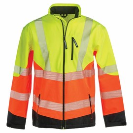 J. J. Keller & Associates, Inc. High Visibility Softshell Safety Jacket, Class 3 Reflective Work Jacket, Fleece Lined, Large, SAFEGEAR