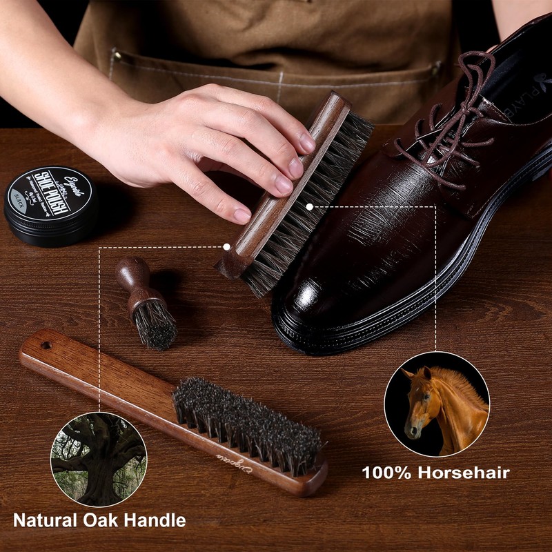 Evgoisle Leather shoe polish&shine kit, travel shoe care kit black&brown&neutral,shoe