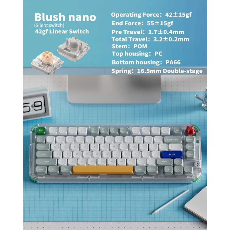 nuphy Kick75 Wireless Mechanical Keyboard with Knob,75% Layout 80 Keys