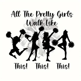 Cheerleader Silhouette Iron On Transfers for T-Shirts Rub on Transfers Stickers Vinyl Ready to Press Stickers Iron on Decals for T-Shirts Clothing Hoodie DIY Crafts