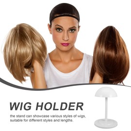 Baluue Wig Stand, Wig Display Holder Height Adjustable PP Fake Hair Organizer for Multiple Wigs, Hat Stand, White