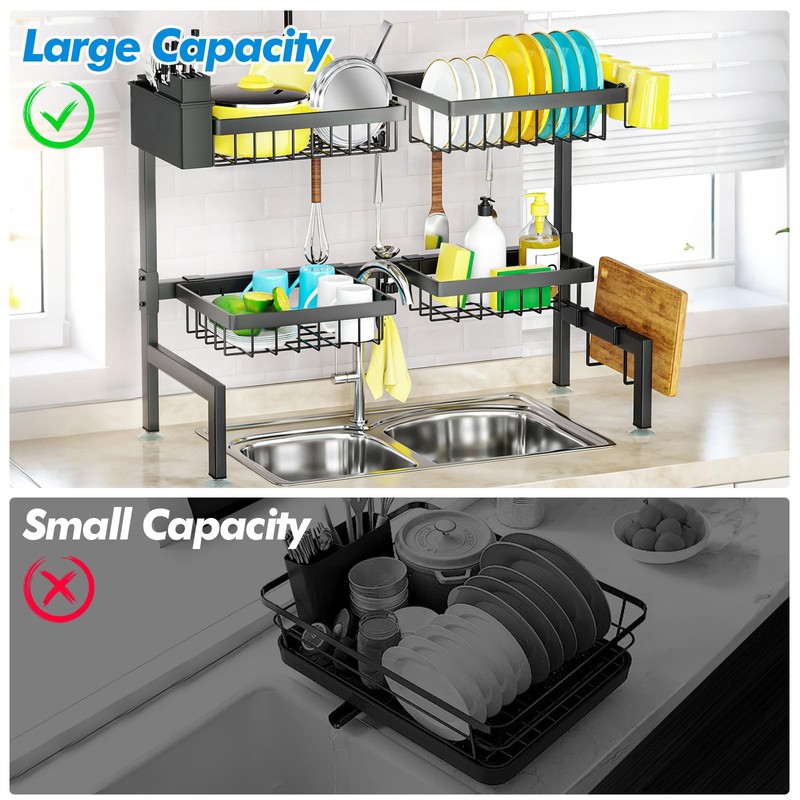 SNSLXH [2-Tier 4 Baskets Over The Sink Dish Drying Rack,