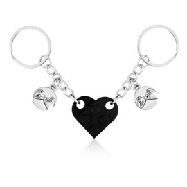 XIHIRCD Matching Heart Keyring for Couples, Individual Couple Keyring with Gift Box, Pinky Promise Pendant, Couple & Friendship Gift for Boyfriend Girlfriend, black