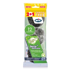 Arix Stainless Steel Scouring Pads, Steel, Silver, 12 Confezioni