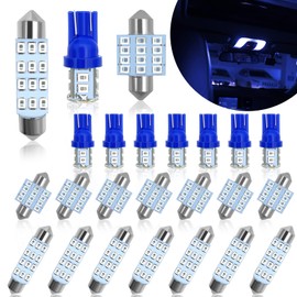 YOGEIER Car Led Bulb, Car Led Combination Set of 24 Sets, Used for Car Interior Lights, Indoor Map Dome Lights, Trunk Lights, License Lights, Etc. (Blue)