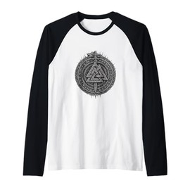 Viking Valhalla T-Shirt Viking Celtic Germanic Vegvisir Raglan Baseball Tee