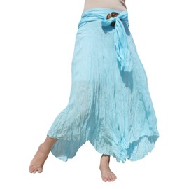 Svenine Brand Wild Light - Falda Larga de algodón con Hebilla de Coco, Azul Claro, XXL