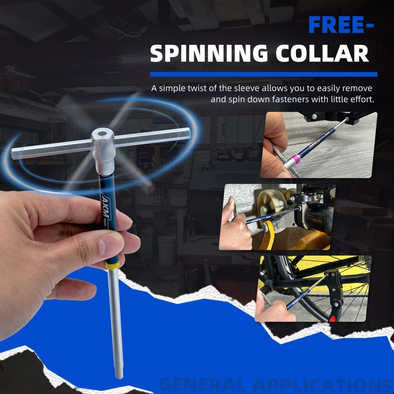 AKM TOOL 11 Pcs 3-Way T-Handle Hex Allen Key Wrench