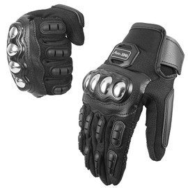 Qaemyro Motorcycle Gloves for Men, Stainless Steel Touchscreen Gloves for Dirt Bike Riding Road Racing Cycling Motocross - Black XXL