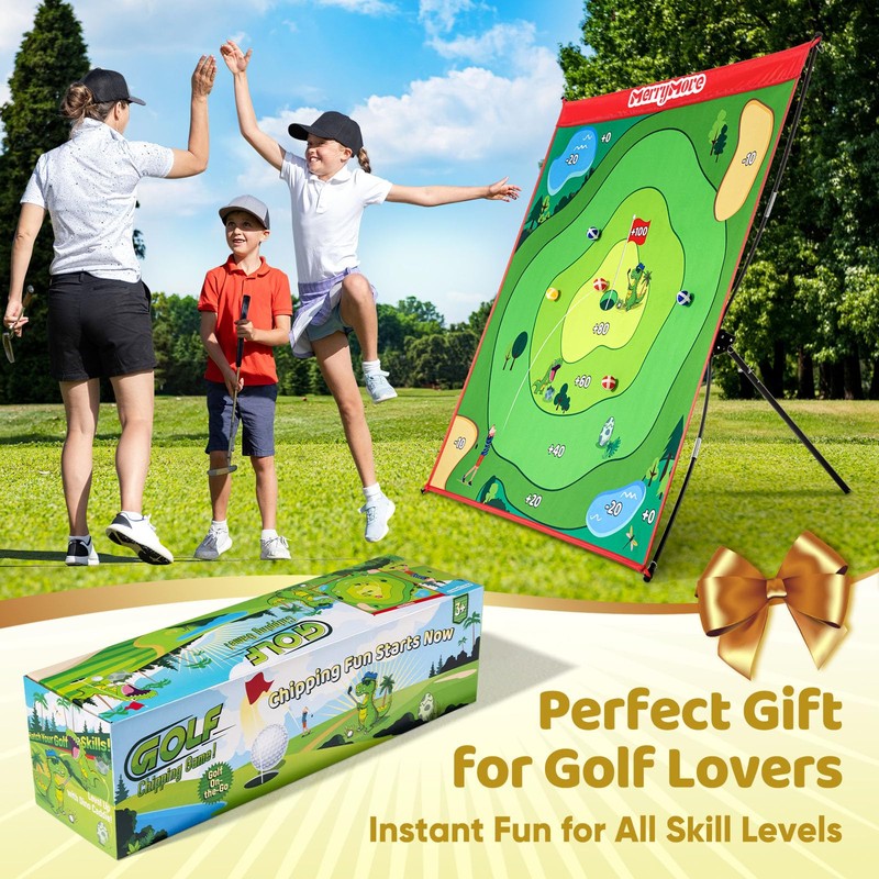 Golf Chipping Game Set : Portable 6-Angle Adjustable Practice Mat