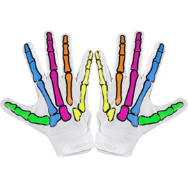 Glorious Traders Youth Football Gloves American Wide Receiver Football Gloves for Adult Men Women & Boys with Super Sticky Silicone Grip Palms Ultimate Performance Booster (White, Youth Medium)