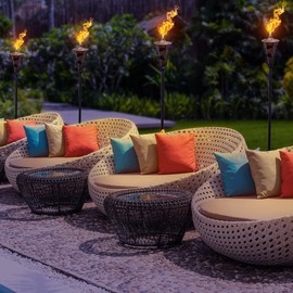 Matney Outdoor Metal Patio Torches – Use for Deck, Patio, Back Yard, Out Door Parties, Wedding – Includes Fiberglass Wick and Snuffer Cap (4 Pack)