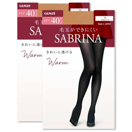 Gunze SBW21 Women's Tights, Sabrina, Warm, Beautiful Legs, 40 Denier, Set of 2 Pairs in Same Color, New Natural Veiges