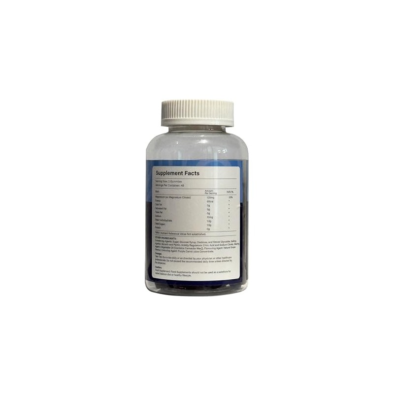 Magnesium Gummies, (90 Gummy), Magnesium Citrate, Natural Grape Flavour, Vegan,