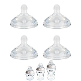 Silicone Nipple (S) for Tommee Tippee Natural Start Anti-Colic Baby Bottles, Slow Flow, 1m+, 4 Count