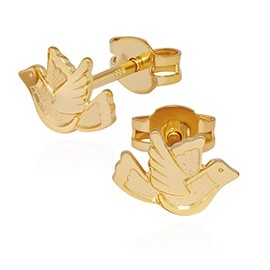 NKlaus Pair of Stud Earrings in 333 Yellow Gold 8 Carat Motif Themed Women Children Gold Jewellery, Yellow Gold