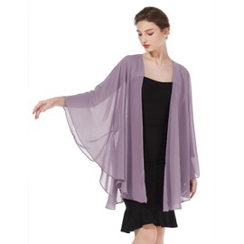 BEAUTELICATE Women's Chiffon Stole Bridal Jacket Bridal Stole for Evening Dress Elegant Cardigan Bolero with Armhole for Wedding Festive Beach Kimono Spring Summer, Opera Mauve, Unit size