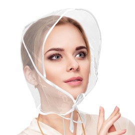 6-Pack Women's Rain Bonnet with Visor - Clear, Waterproof Rain Scarf & Hats to Protect Hairstyle