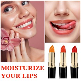 WYBLZPXZ 3 Pcs Temperature Color Change Lipstick,Long Lasting Nourishing Moisturizing Lipgloss,Magic Temperature Color Changing Lipstick,Lip Gloss,Waterproof Matte Lip Balm Makeup AB005