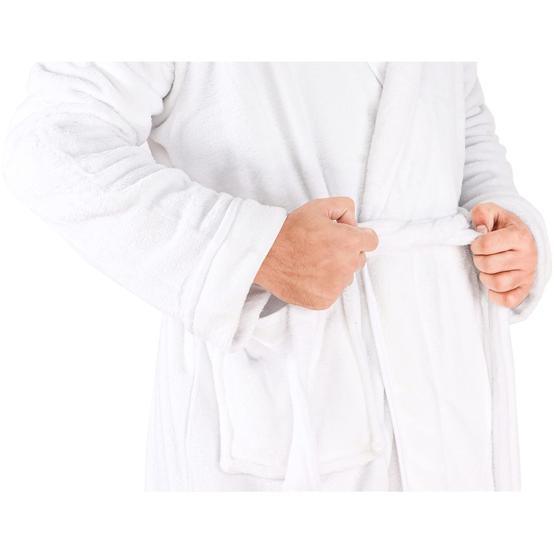 NY Threads Luxurious Mens Shawl Collar Fleece Bathrobe Long Spa