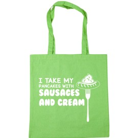 Hippowarehouse I take my pancakes with sausages and cream Tote Shopping Gym Beach Bag 42cm x38cm, 10 litres