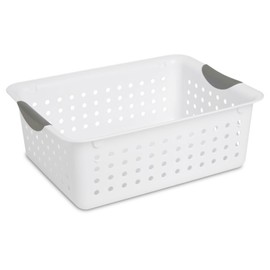 Sterilite 24-Pack Plastic Ultra Basket Storage Bins, Medium Organizing Box, White