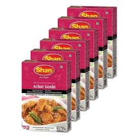 Shan Achar Gosht Recipe and Seasoning Mix 1.76 oz (50g) - Spice Powder for Meat in Pickle Condiments - Suitable for Vegetarians - Airtight Bag in a Box (Pack of 6)