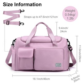 Travel Duffel Bag for Women Men, Sports Gym Bag with Shoes Compartment, Waterproof Travel Bag Overnight Bag with Dry Wet Separated Pocket, Carry Luggage Bag for Weekender, Sports, Gym, Travel (Purple)