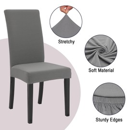 FRKOKRFA Chair Covers, Set of 6, Stretchy Dining Room Chair Covers, Removable Washable Chair Covers, Modern Elastic Covers for Home, Hotel, Banquet, Party Decoration and Wedding (Light Grey)