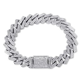 EMESLY Solid Miami Cuban Link Chain Gold/Silver Hip Hop Bracelet (8" Length) for Men & Women; Perfect Iced Out Bling Jewelry Gift, 8.0 Inches