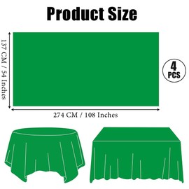 OULIGET Plastic Tablecloths,Disposable Table Covers,Shower Party Tablecovers,Tables Cloths for Picnic Birthday Wedding Parties 8 ft Rectangle Table Use,54 x 108 Inches,4 Pack (Green)