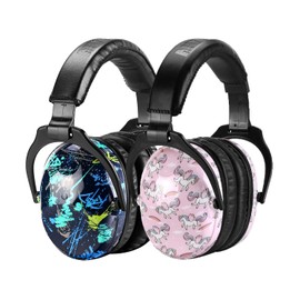 ZOHAN Kids Ear Protection 2 Pack, Hearing Protection Safety Ear Muffs for Children Have Sensory Issues, Adjustable Noise Reduction Earmuffs for Concerts, Fireworks, Air Shows(Rap&Unicorn)