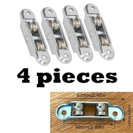 Wheel Roller Pulley with Slot, Stainless Steel Sliding Door Window, Self-Adjusting Function for Horizontal Movement - Quantity: 4 pulleys + screws