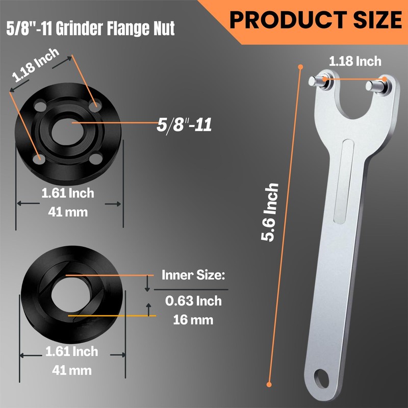 HOBEREROK 7PCS Angle Grinder Nut & Wrench Kit – 5/8-11