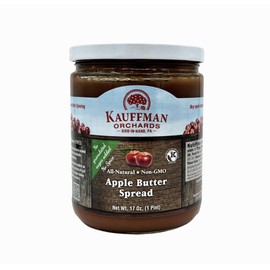 Kauffman Orchards Apple Butter Spread, Plain, No Sugar or Spice, 17 oz. Jar