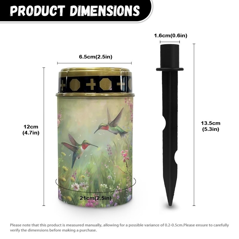 Uorisanigo Green Hummingbird Solar Memorial Lights for Graves Cemetery Flameless