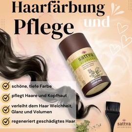 SATTVA Natural Hair Colour in Nut Brown, Double Portion, Henna Hair Colour for Allergy Sufferers, Organic Plant Hair Colour for Natural Hair Colour, Brown Hair Colour, Volume and Shine - ECOCERT