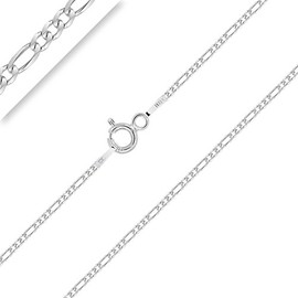 Planetys - Children's and Baby Figaro Chain (1+3) 925 Sterling Silver Rhodium-Plated for Girls and Boys - 1.5 mm Wide Various Lengths 32-34-36-38-40 cm, Sterling Silver