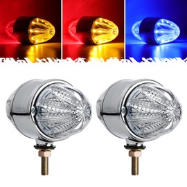 Partsam 2pcs 3.5" Double Face Amber/Red/Blue 32LEDs Watermelon Lights for Semi Truck, Pedestal Light,Turn Signal Marker Lights for 12V-24V Heavy Trucks