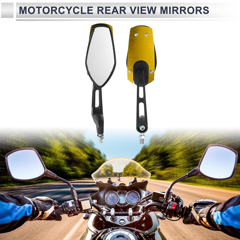 RATCHROLL 1 Set Universal Motorcycle Rear View Mirrors Adjustable Bar