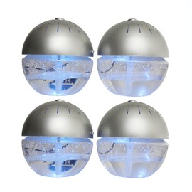 EcoGecko Four Silver Earth Globe Air Revitalizers, Air Freshener, Room Aromatizer, Aromatherapy, Aroma and Essential Oil Diffuser with 4 Bottles of 10ML Lavender Oil