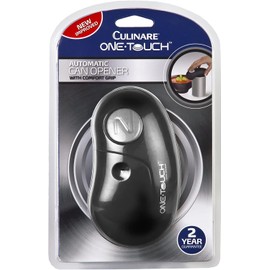 Culinare One Touch Elektrischer Dosenöffner, Schwarz, Kunststoff/Edelstahl, Konservenöffner mit Start & Stopp Funktion ideal für Menschen mit Arthritis, 2 Jahre Garantie, C50650