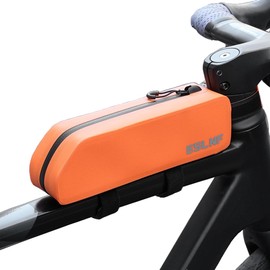 Rarapop Bike Top Tube Bag, Waterproof Bicycle Front Frame Bag, Bicycle Pouch Compatible with Phone, Cycling Tools Storage Pouch for MTB Road Bike (Orange)